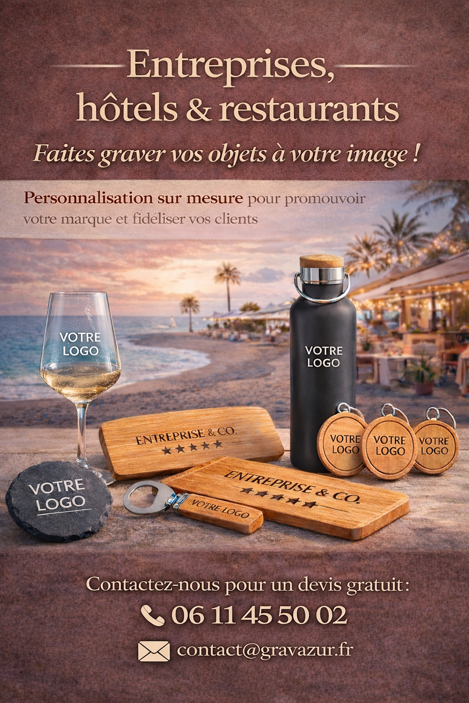 Porte-clés en bois personnalisé avec logo – gravure laser professionnelle pour cadeaux d’entreprise