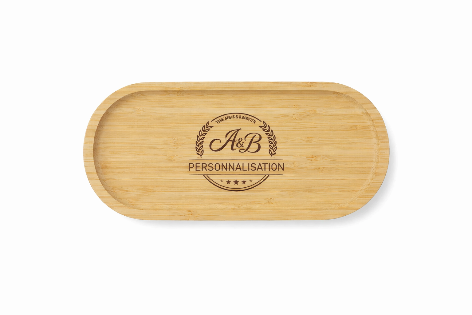 Assiette de service en bambou personnalisé avec gravure laser – Plateau apéritif en bois personnalisé pour cadeau ou événement