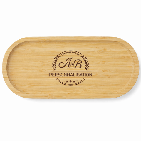 Assiette de service en bambou personnalisé avec gravure laser – Plateau apéritif en bois personnalisé pour cadeau ou événement