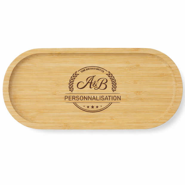 Assiette de service en bambou personnalisé avec gravure laser – Plateau apéritif en bois personnalisé pour cadeau ou événement
