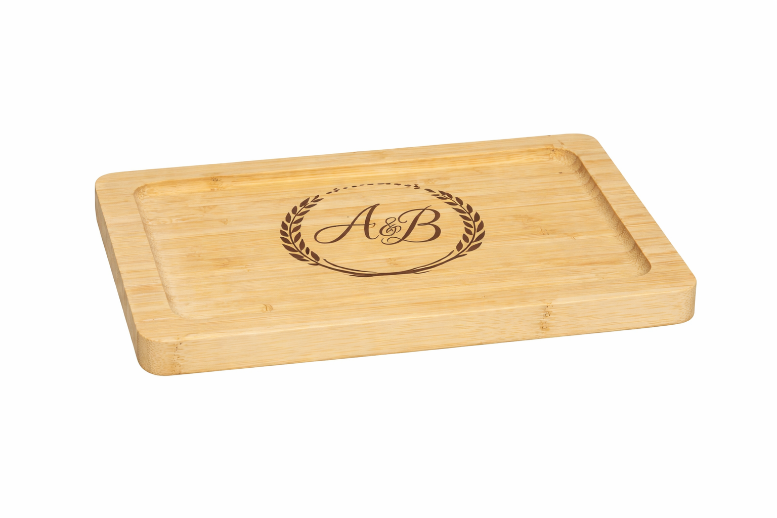 Assiette rectangulaire en bambou personnalisée avec gravure laser – vaisselle en bois naturel écologique et idée cadeau personnalisée