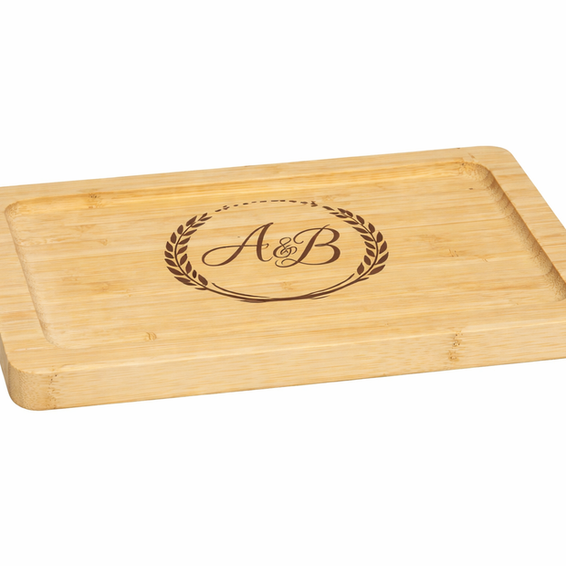 Assiette rectangulaire en bambou personnalisée avec gravure laser – vaisselle en bois naturel écologique et idée cadeau personnalisée