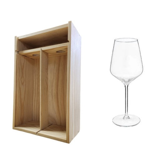 Coffret 2 bouteilles bois + 1 verre à vin - Pro