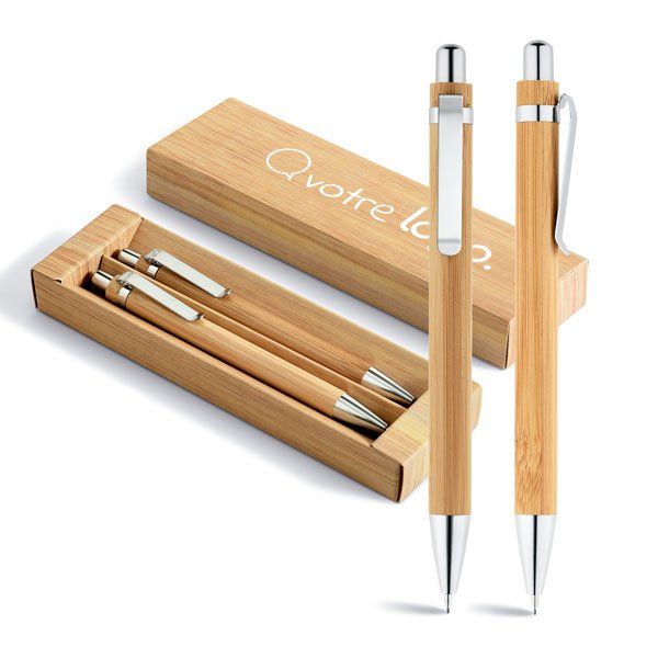 Coffret Stylo bille & porte-mine bambou - Pro