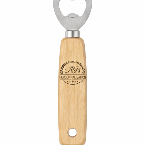 Décapsuleur en bois personnalisé avec gravure laser – Accessoire bar original et cadeau personnalisé