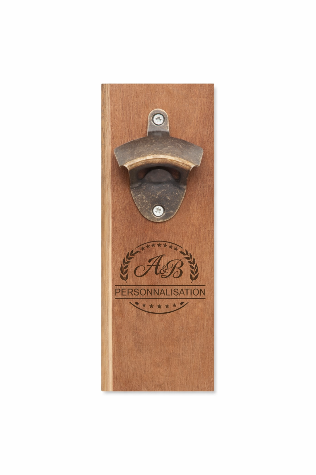 Décapsuleur mural en bois personnalisé avec gravure laser – Ouvre-bouteille mural original pour cuisine ou bar