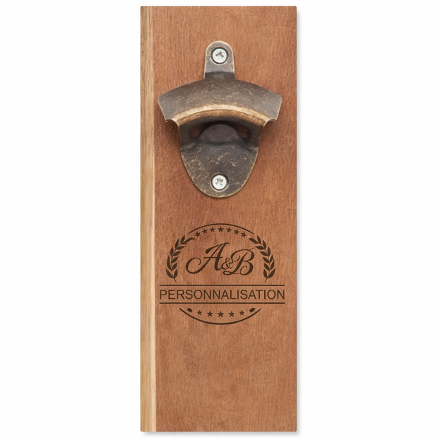 Décapsuleur mural en bois personnalisé avec gravure laser – Ouvre-bouteille mural original pour cuisine ou bar