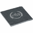 Dessous de verre carré en ardoise naturelle personnalisé avec gravure laser blanche – accessoire de table élégant pour restaurant ou cadeau