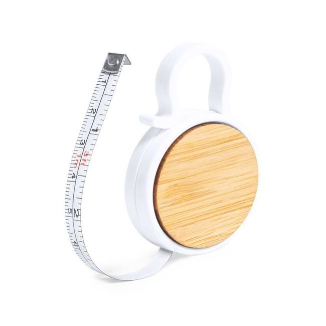 Mètre ruban (1 m) ABS blanc & bambou