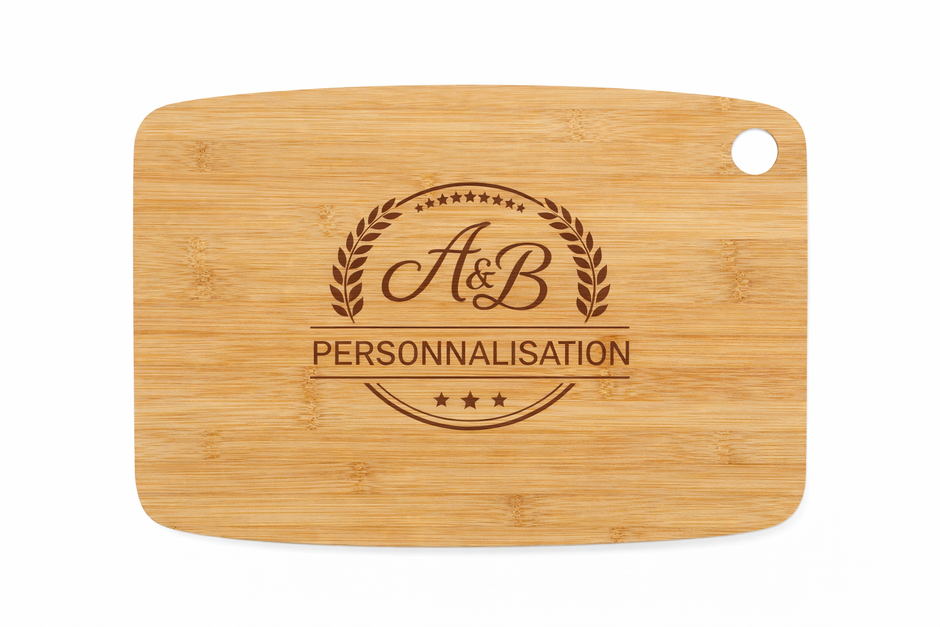 Planche à découper en bambou personnalisée avec gravure laser – Planche de cuisine en bois écologique pour cadeau ou entreprise
