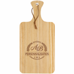 Planche à découper en bambou personnalisée avec gravure laser – planche de cuisine en bois naturel avec poignée et lien en cuir, idée cadeau personnalisée