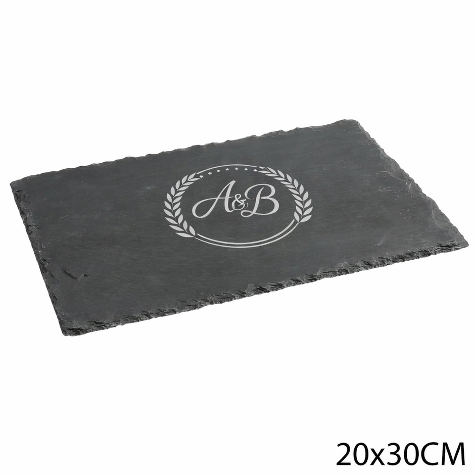 Plateau en ardoise 20x30 cm personnalisé avec gravure laser – Planche de présentation en pierre naturelle pour apéritif, fromages ou cadeau personnalisé