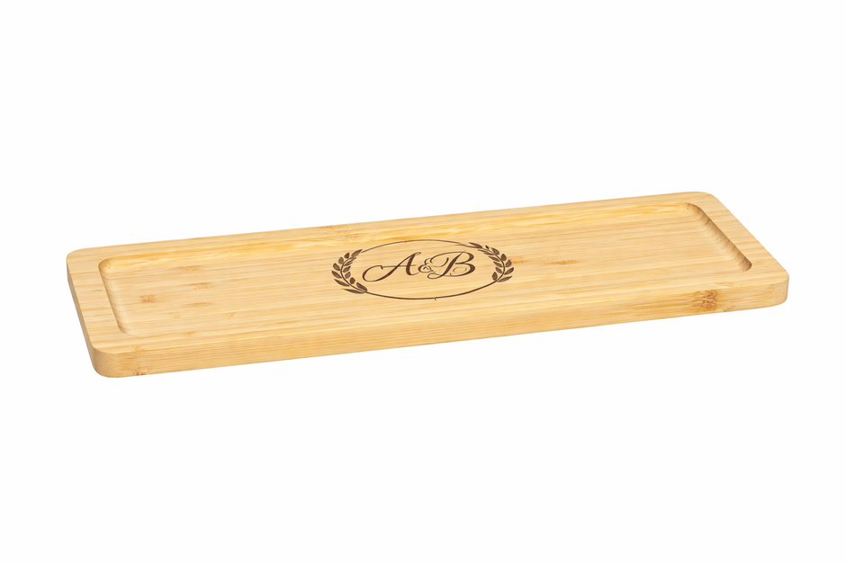 Plateau long en bambou personnalisé avec gravure laser – Planche de présentation en bois pour apéritif, sushi ou dégustation