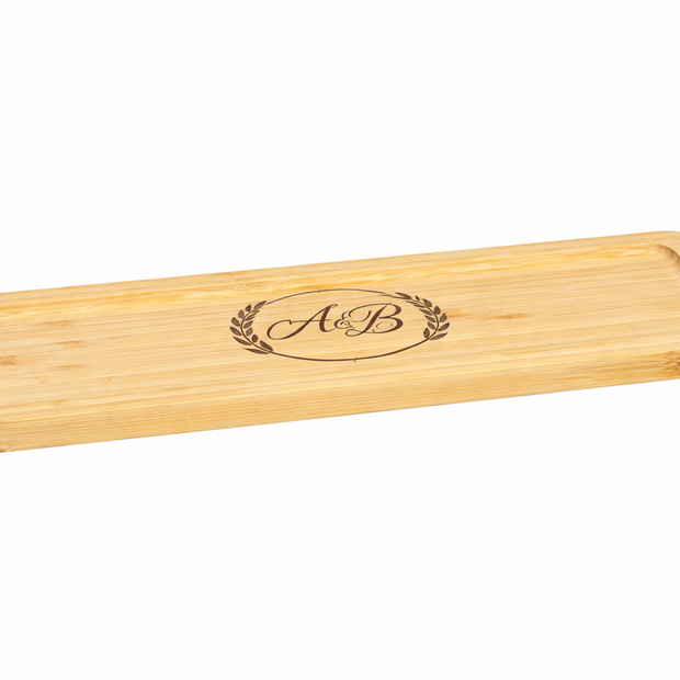 Plateau long en bambou personnalisé avec gravure laser – Planche de présentation en bois pour apéritif, sushi ou dégustation