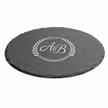 Plateau rond en ardoise naturelle personnalisé avec gravure laser blanche – dessous de plat ou plateau de service haut de gamme