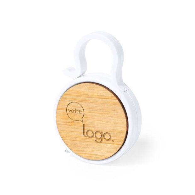 Mètre ruban (1 m) ABS blanc & bambou